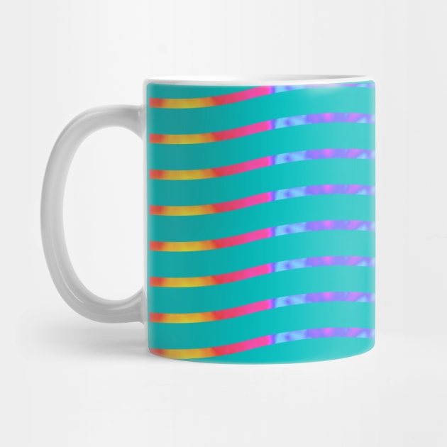 Wavy Lines Rainbow on Teal by ArtticArlo